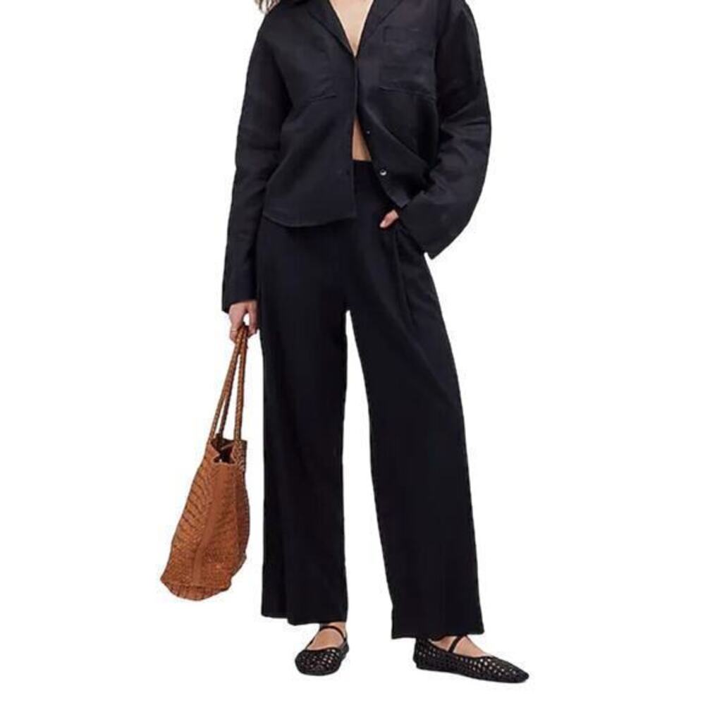 Madewell Pull-On Straight Crop Pant True Black size 8